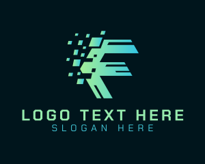 Hack - Pixel Tech Letter F logo design
