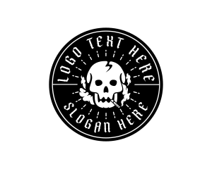 Pub - Smoke Cigarette Skull logo design