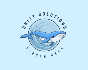 Underwater Whale Wildlife Logo