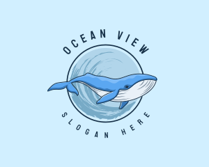 Underwater Whale Wildlife logo design