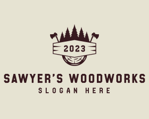 Lumberjack Axe Woodworking logo design