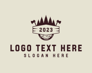 Sawmill - Lumberjack Axe Woodworking logo design