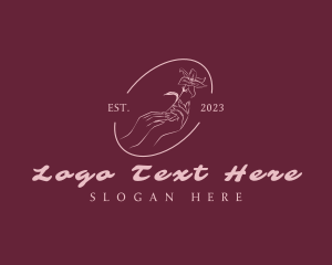 Pedicure - Elegant Floral Hand logo design