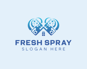 Spray Bottle House Cleaning logo design