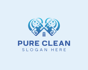 Spray Bottle House Cleaning logo design