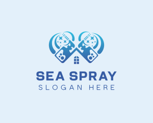 Spray Bottle House Cleaning logo design