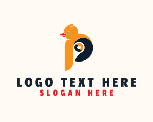 Yellow Bird - Rubber Duck Letter P logo design