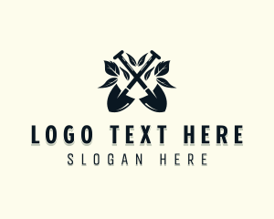 Gardening - Shovel Lawn Landscaper logo design