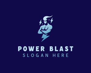 Power Lightning Man logo design