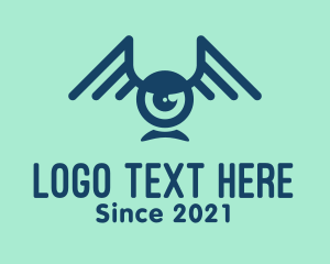 Winged - Blue Winged Eyeball logo design