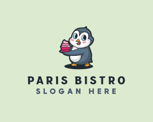 Penguin Cupcake Food logo design