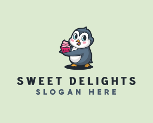 Penguin Cupcake Food logo design