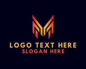 Orange - Geometric Business Letter M logo design
