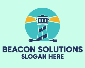 Cutlery Lighthouse Beacon logo design