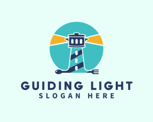 Cutlery Lighthouse Beacon logo design