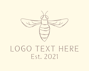 Essential Oil - Hornet Insect Sketch logo design