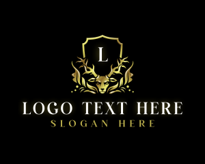 Luxury - Floral Shield Deer logo design