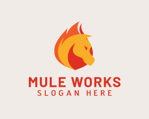 Mule - Wild Flame Horse logo design