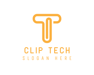 Clip - Orange T Clip logo design