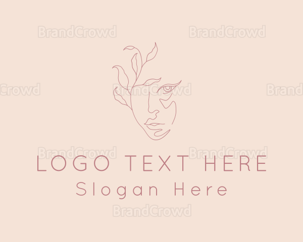 Beauty Woman Face Leaves Logo