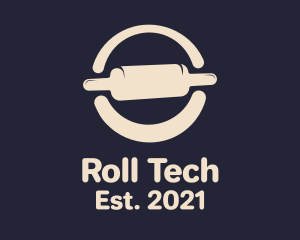 Roll - Rolling Pin Circle Badge logo design
