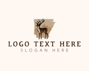 Georgia Map - Arkansas Deer Antlers logo design