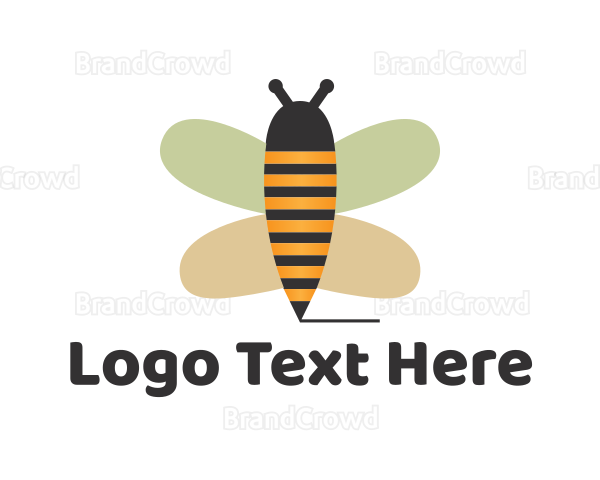 Cute Bee Pencil Logo