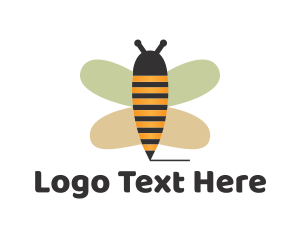 Pushpin - Cute Bee Pencil logo design