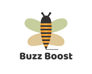 Buzz - Cute Bee Pencil logo design