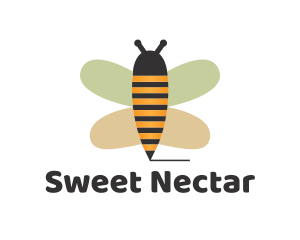 Cute Bee Pencil logo design