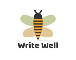 Cute Bee Pencil logo design