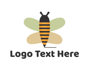 Cute Bee Pencil Logo