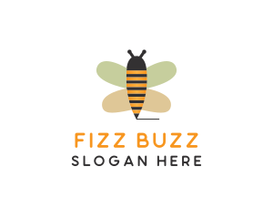 Cute Bee Pencil logo design