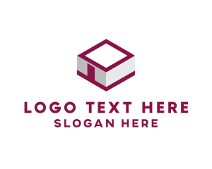 Door - Isometric Cube Room logo design