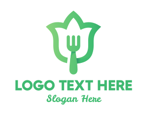 Healthy - Green Fork Flower logo design