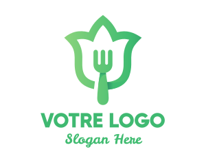 Green Fork Flower Logo