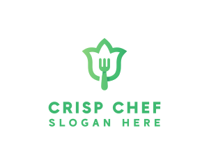 Green Fork Flower logo design