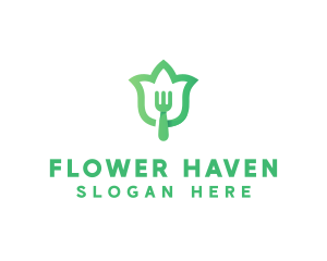 Green Fork Flower logo design