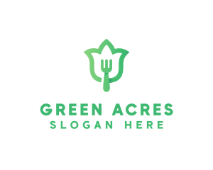 Green Fork Flower logo design