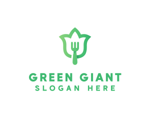 Green Fork Flower logo design