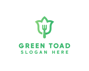 Green Fork Flower logo design