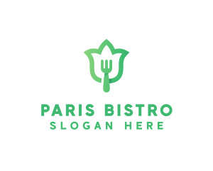 Green Fork Flower logo design