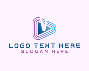 Streaming - Media Play Button Letter V logo design