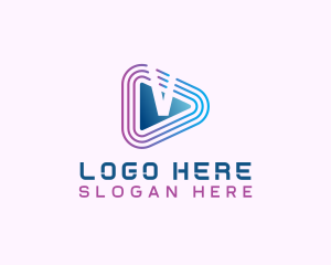 Download - Media Play Button Letter V logo design
