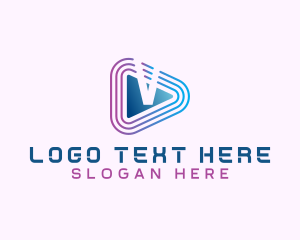 Videos - Media Play Button Letter V logo design