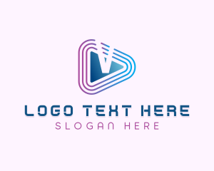 Youtube Channel - Media Play Button Letter V logo design