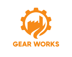 Orange Cogwheel Factory logo design