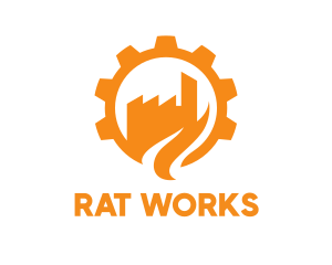 Orange Cogwheel Factory logo design