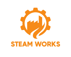 Orange Cogwheel Factory logo design