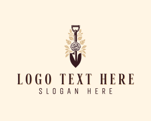 Tools - Shovel Flower Gardening logo design